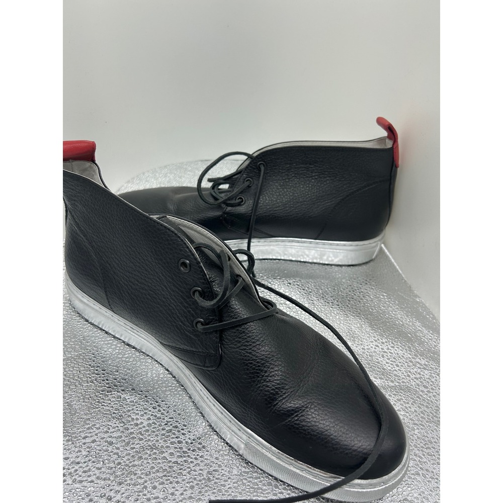 Del Toro Made in Italy Black Leather Chukka Boots Silver Sole Men's Size 13